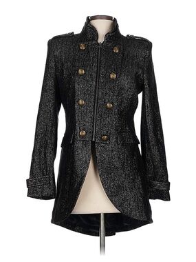 Alice + Olivia Black Metallic Military-Style Jacket